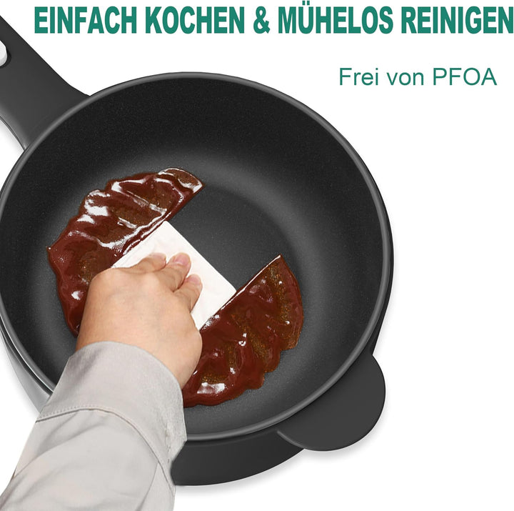 DEZIN Elektrische Hot Pot, 2L Antihaft Elektropfanne, schneller Nudelkocher | mit Dampfgarer,Tragbar