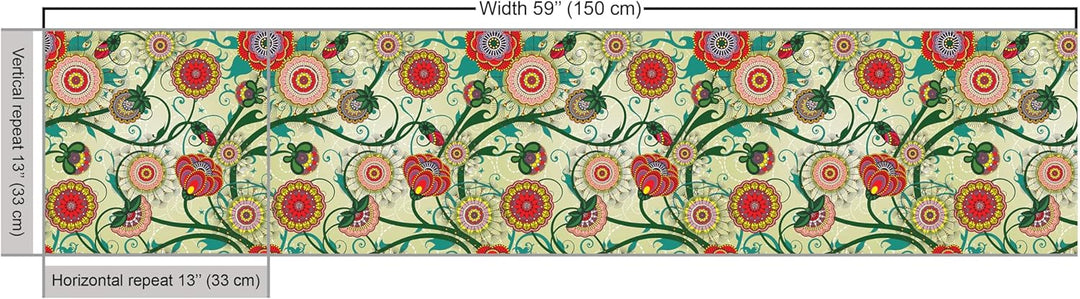 ABAKUHAUS Blumen Stoff als Meterware, Orientalische Inspirationen, Qualitäts Stoff Dekorativer Polst