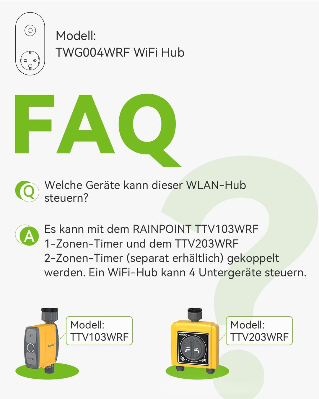 RAINPOINT WiFi-Hub für RAINPOINT 103 und 203 WiFi-Bewässerungscomputer (TWG004WRF)