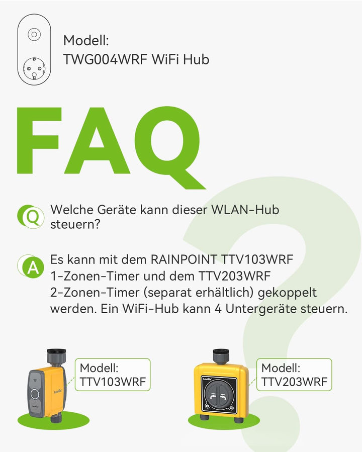 RAINPOINT WiFi-Hub für RAINPOINT 103 und 203 WiFi-Bewässerungscomputer (TWG004WRF)