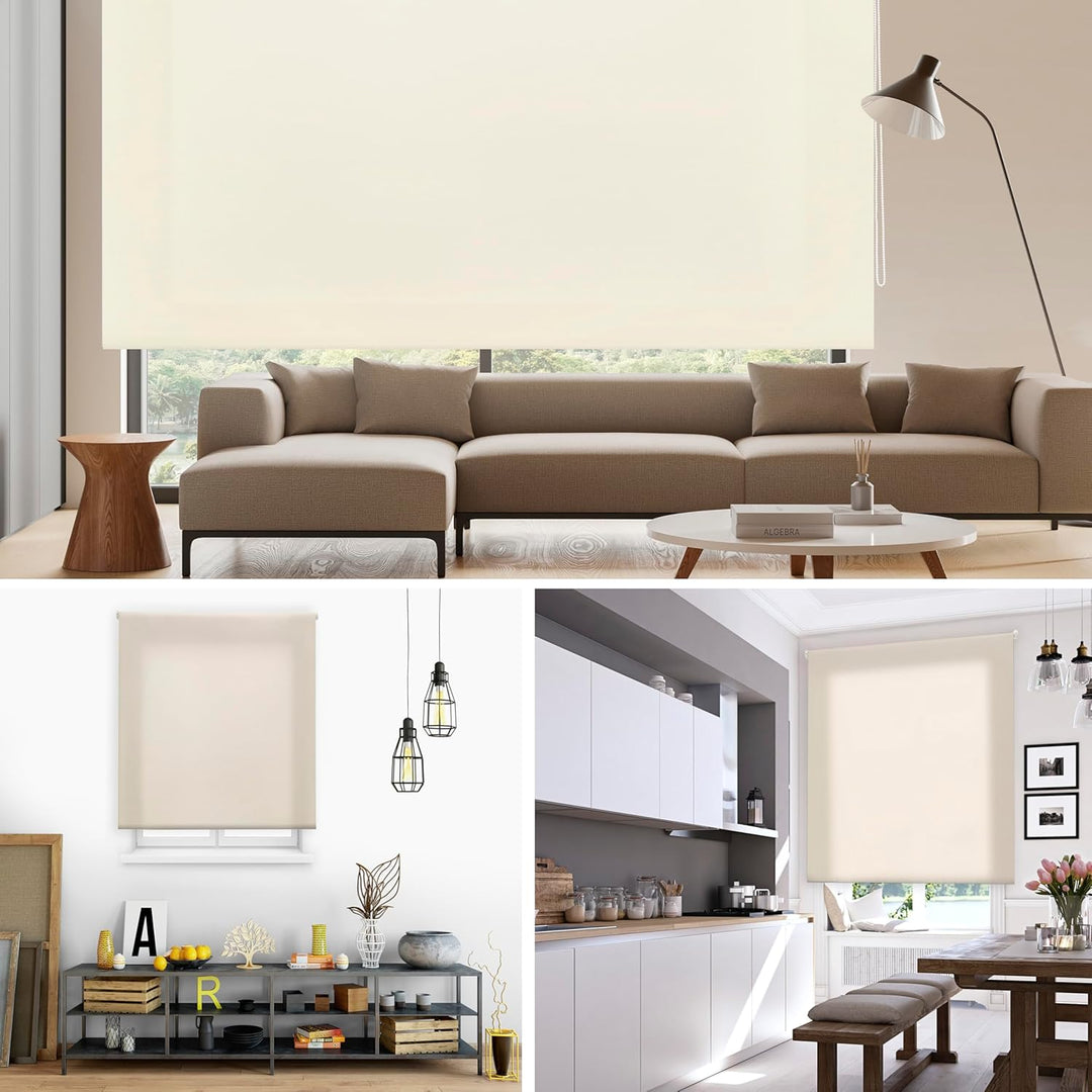 Blindecor Ara | Lichtdurchlässiges Rollo | Beige | 90 x 175 cm (BxH) | Stoffgrösse 87 x 170 cm | Rol