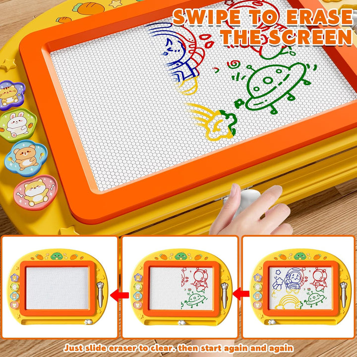 XL Magnetische Zaubertafel für Kinder, Maltafel mit Stempel & Stift, Lernspielzeug & Reisegrösse, Ge