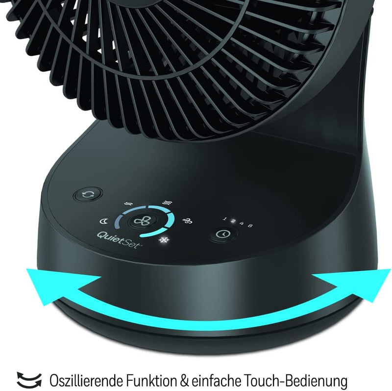 Honeywell QuietSet Oszillierender Tischventilator in Schwarz – Ventilator für einzelne Benutzer und