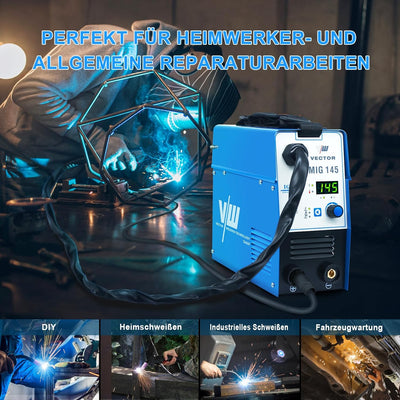 Fülldraht Schweissgerät ohne Gas - SET 33-teilig - Drahtschweissgerät mit 145 Amp & Elektrodenschwei
