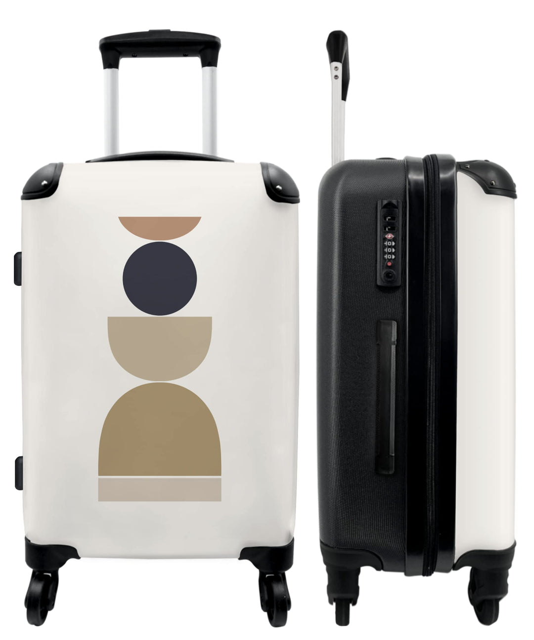 Koffer gross Trolley Rollkoffer Reisekoffer mit 4 Rollen Fotokoffer - Formen - Pastell - Abstrakt -