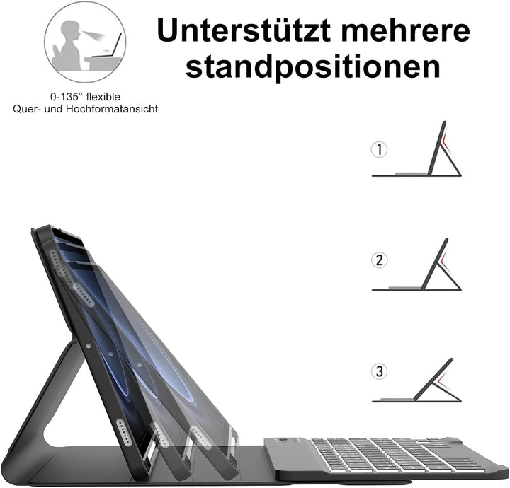 Samsung Galaxy Tab S9 FE Tastatur, Galaxy Tab S9 Hülle mit Tastatur, Samsung Tablet Tastatur für S9