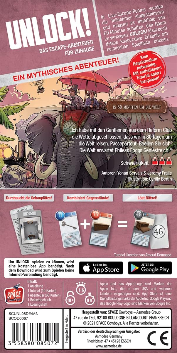 Space Cowboys, Unlock! – In 80 Minuten um die Welt, Familienspiel, Rätselspiel, 1-6 Spieler, Ab 10+