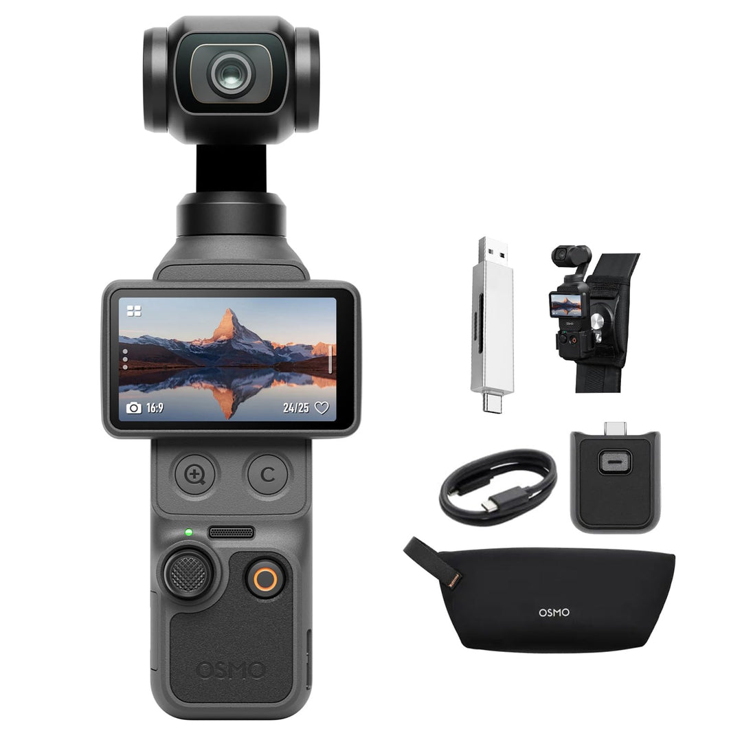 DJI Osmo Pocket 4 Essential Combo, Pocket Gimbal Vlog Kamera, 1″ CMOS und 4K/240fps, 3‑Achsen-Stabil