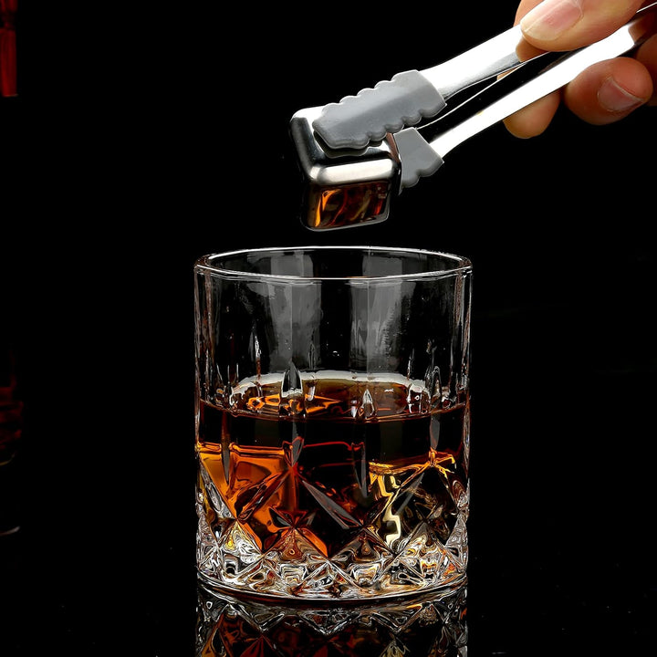 Whisky Stones Gift Set Whisky Glass Set 2 Stainless Steel Iced Whisky Cube-Scotch Bourbon Gift Box S