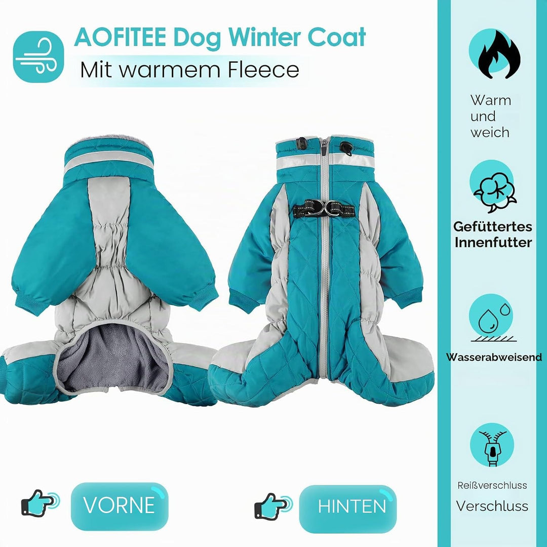 AOFITEE Hundemantel für Grosse Hunde Winter, Winteroverall für Hund Wasserdichter Hundejacke mit Bei