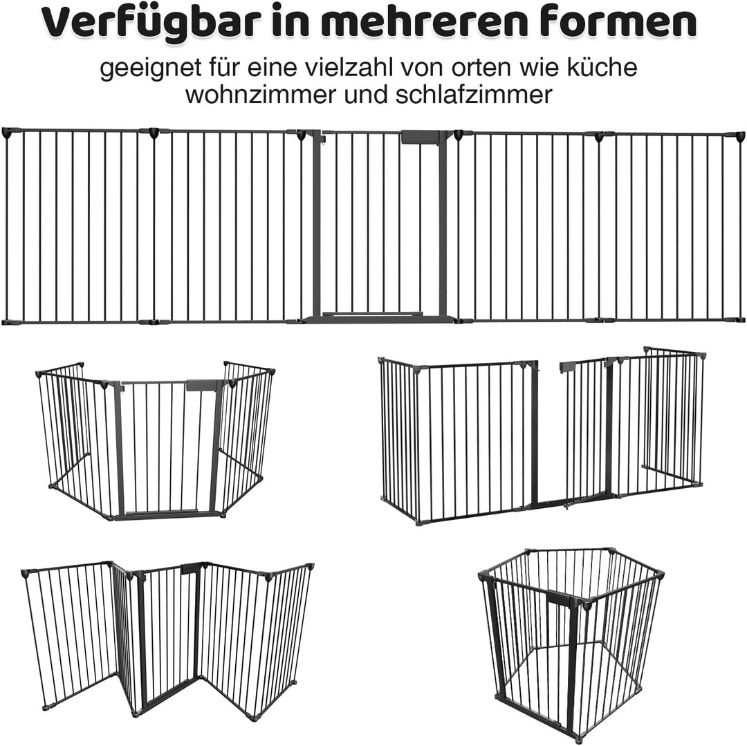 Kaminschutzgitter mit Tür Metall 310 cm | Kamingitter Absperrgitter faltbar | Sicherheitsgitter mit