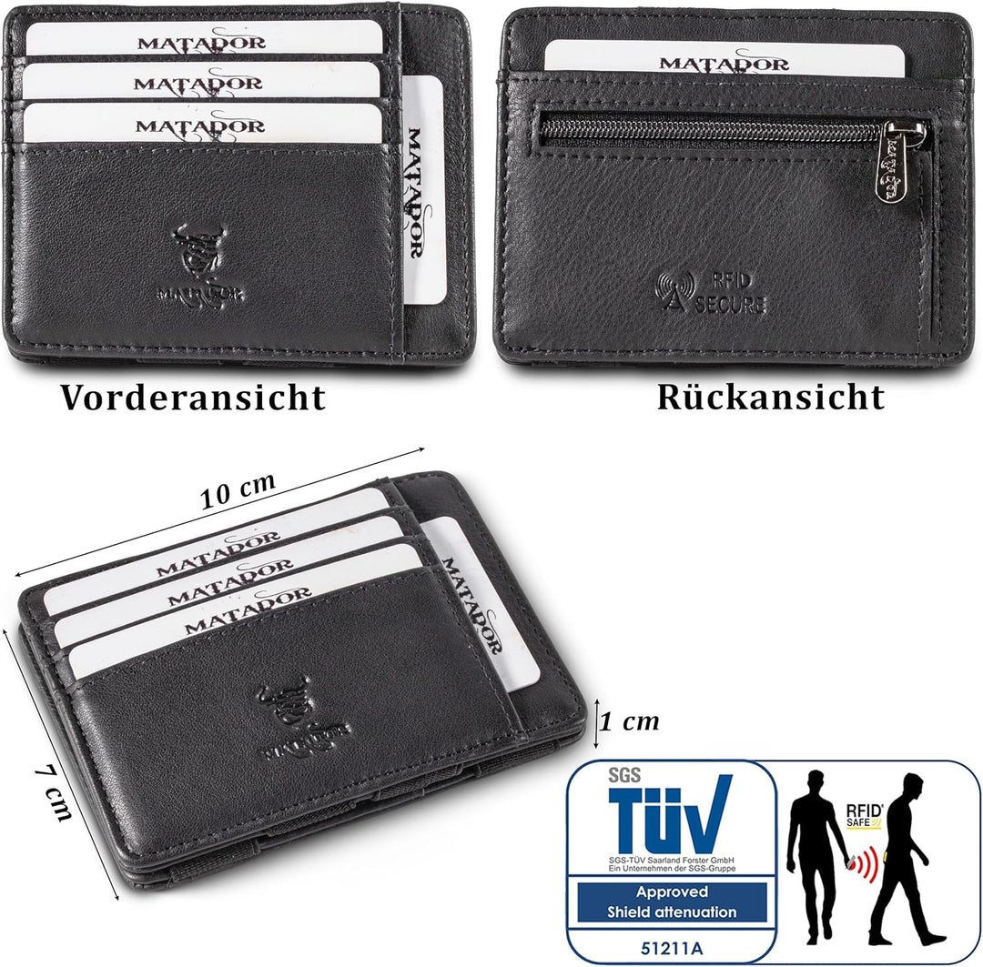MATADOR Magic Slim Wallet Herren Leder Kreditkartenetui mit Münzfach | Karten Geldbeutel Geldtasche