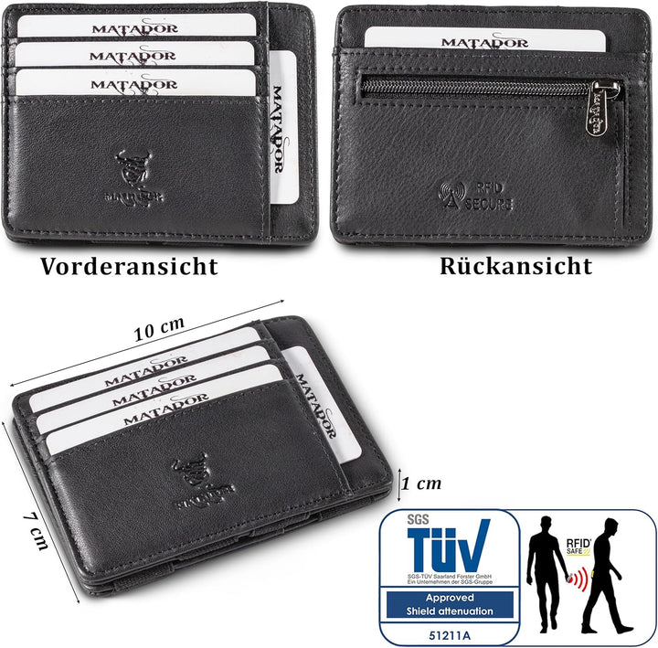 MATADOR Magic Slim Wallet Herren Leder Kreditkartenetui mit Münzfach | Karten Geldbeutel Geldtasche