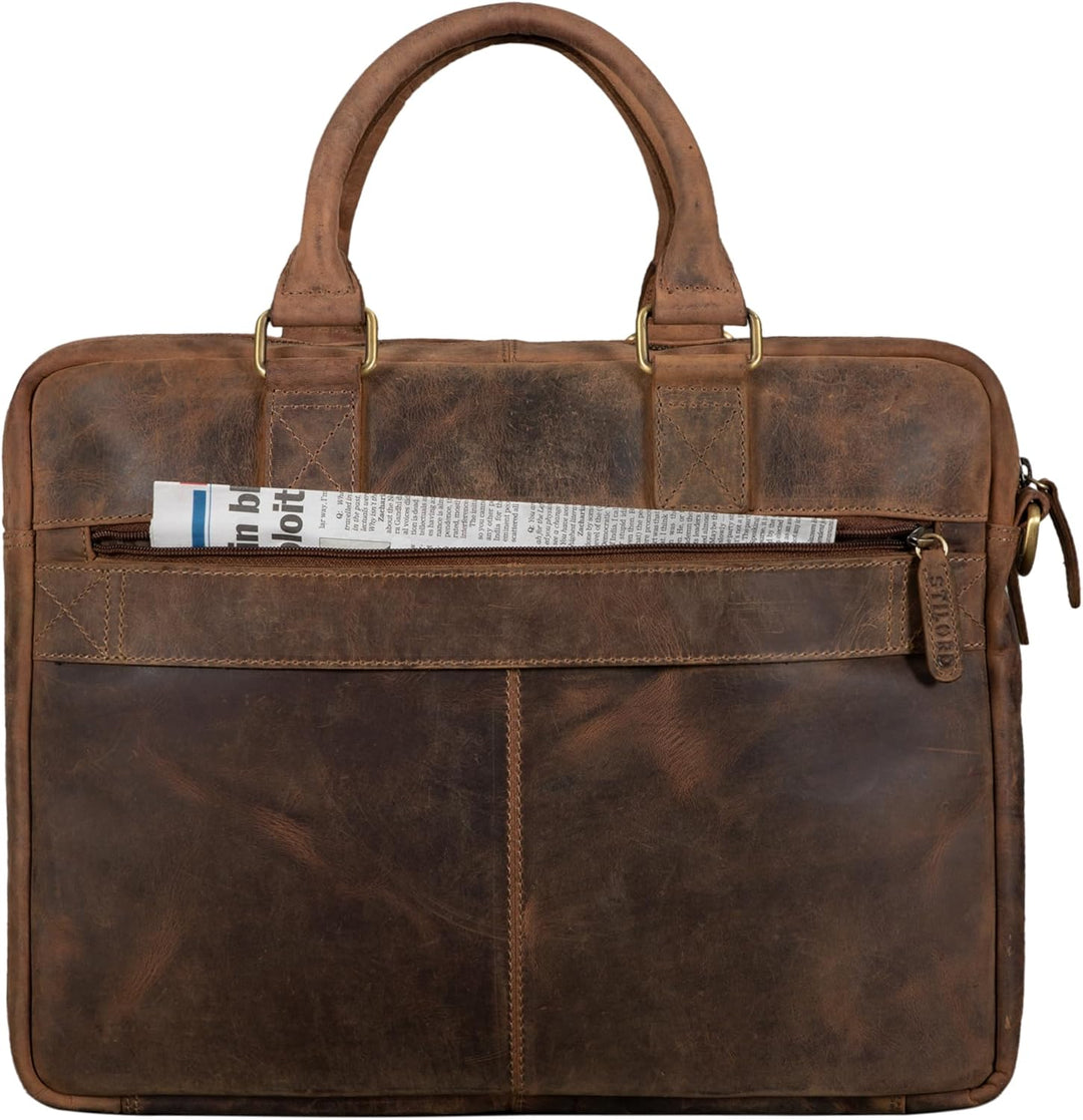 STILORD 'Zacharias' Vintage Businesstasche Leder Aktentasche gross XL 15,6 Zoll Laptoptasche Schulte