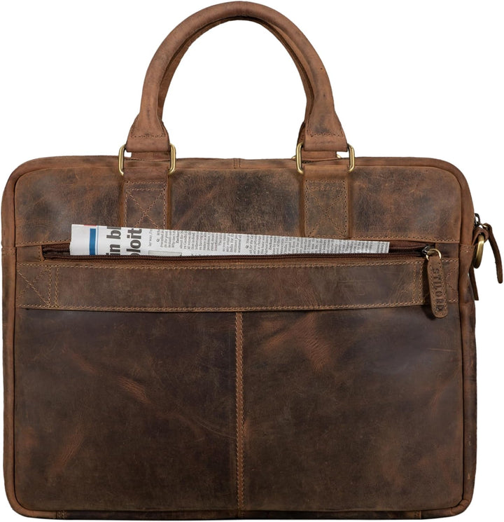 STILORD 'Zacharias' Vintage Businesstasche Leder Aktentasche gross XL 15,6 Zoll Laptoptasche Schulte