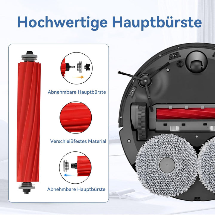22 Stück Zubehör für Roborock Qrevo S/Qrevo MaxV/Qrevo Pro Saugroboter,2 Hauptbürsten, 4 Staubbeutel