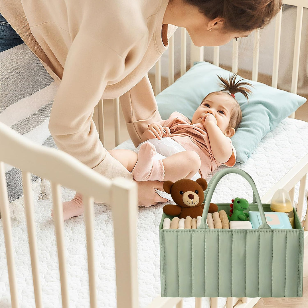 Zyluniy Baby Wickel Organizer für Wickelutensilien, Baby Windel Caddy Organizer, Windel Caddy mit Fä