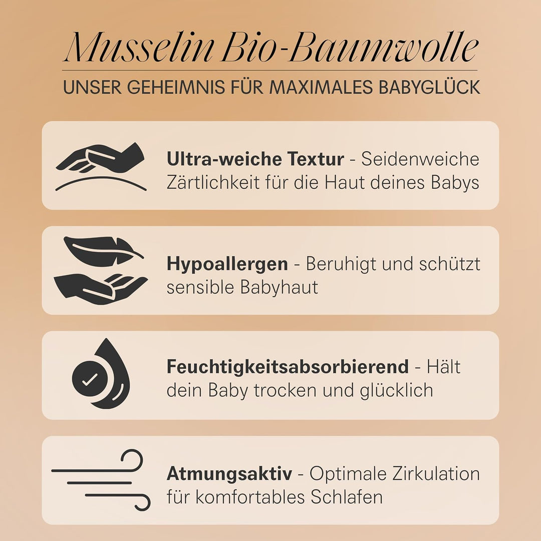 Bademantel Kinder mit Kapuze | 100% Bio-Baumwolle GOTS Zertifiziert | Premium Musselin Kinderbademan