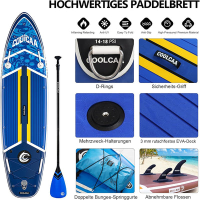 COOLCAA Stand Up Paddling Board mit Premium SUP Zubehör, Tragkraft bis 210kg, SUP Board für Erwachse