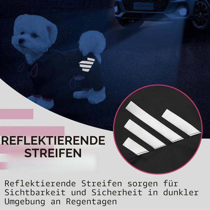 Regenmantel für Hunde Mit Kapuze, wasserdichte Regenjacke Mit Leinenloch, Reflektierender Riemen für