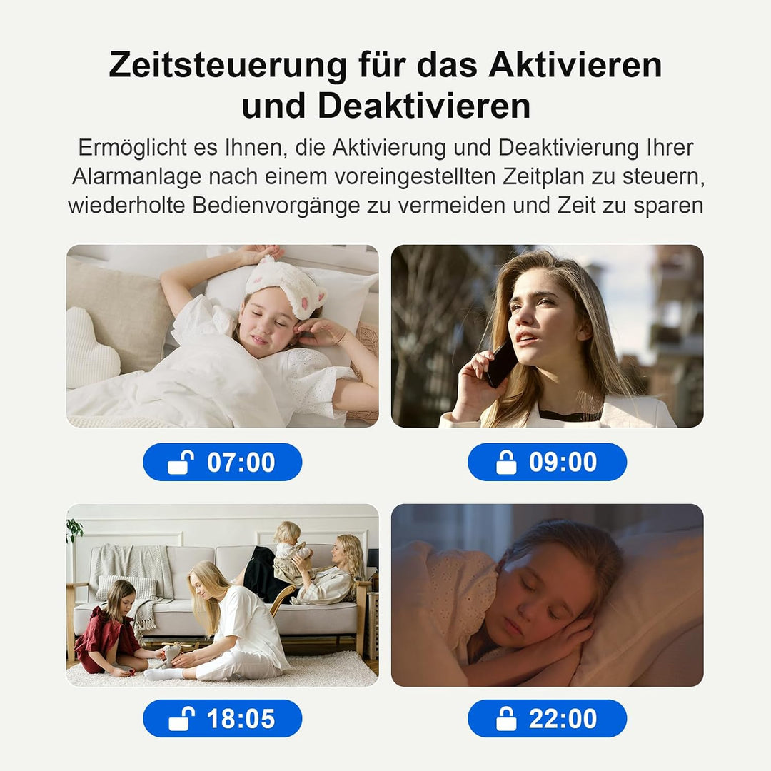 Clouree Alarmanlagen-Set für Zuhause mit 3MP-Aussenkamera, 4G+WLAN-Alarmsystem mit Sirene, PIR-Beweg