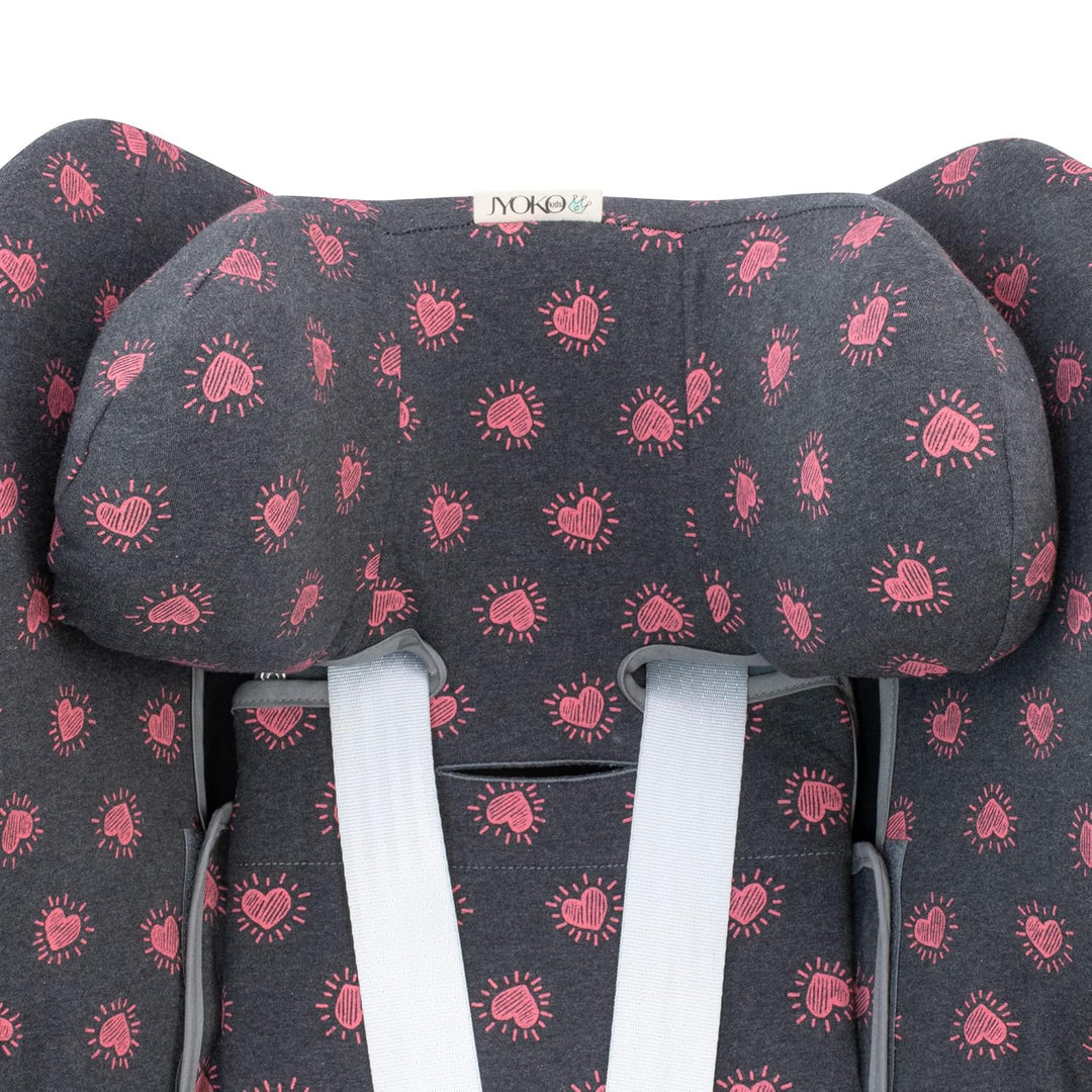 JYOKO KIDS Bezug kompatibel mit Cybex Gold Sirona M2 iSize (FLUOR HEART), FLUOR HEART