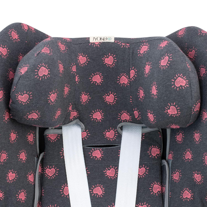 JYOKO KIDS Bezug kompatibel mit Cybex Gold Sirona M2 iSize (FLUOR HEART), FLUOR HEART