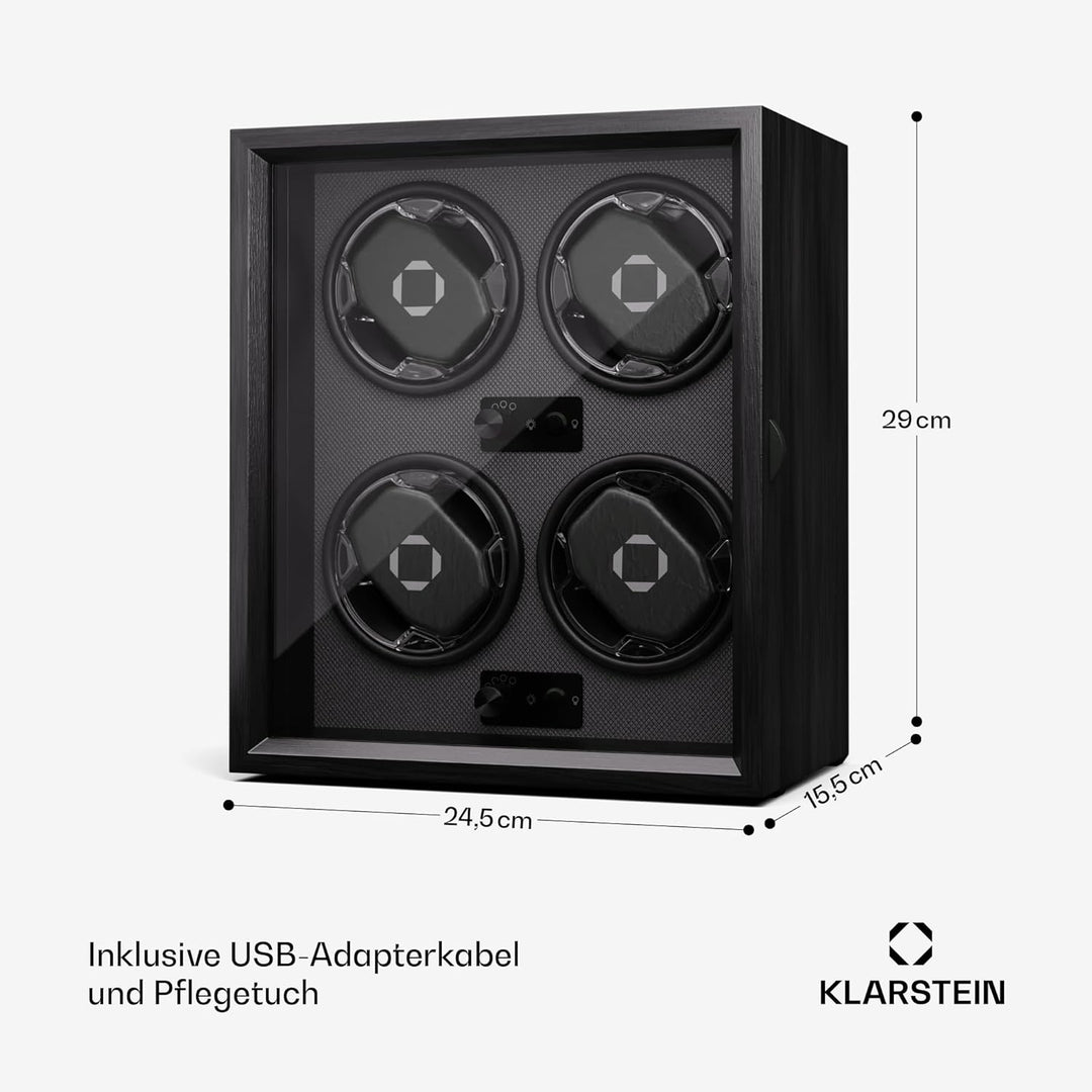 Klarstein Uhrenbeweger für Automatikuhren, Automatik-Uhrenbeweger für 4 Uhren mit Acryl-Tür, Automat