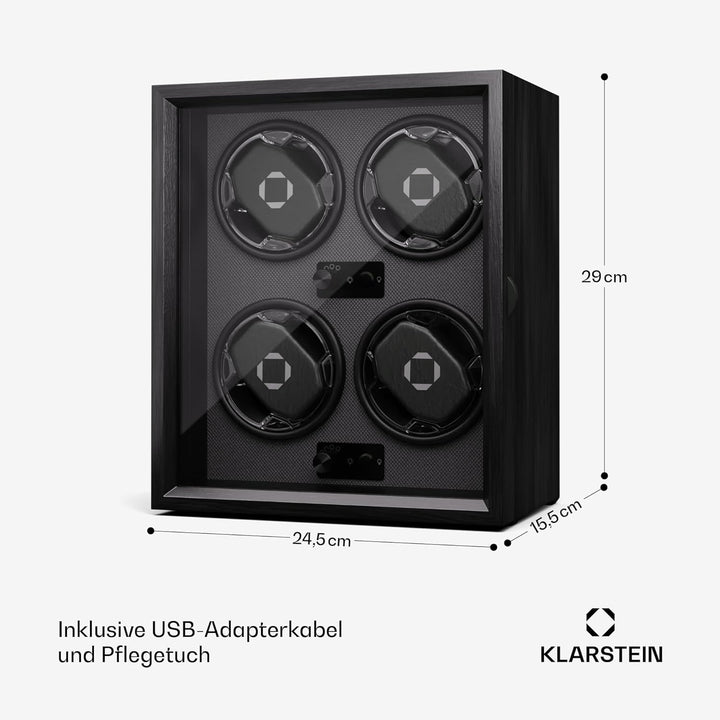 Klarstein Uhrenbeweger für Automatikuhren, Automatik-Uhrenbeweger für 4 Uhren mit Acryl-Tür, Automat