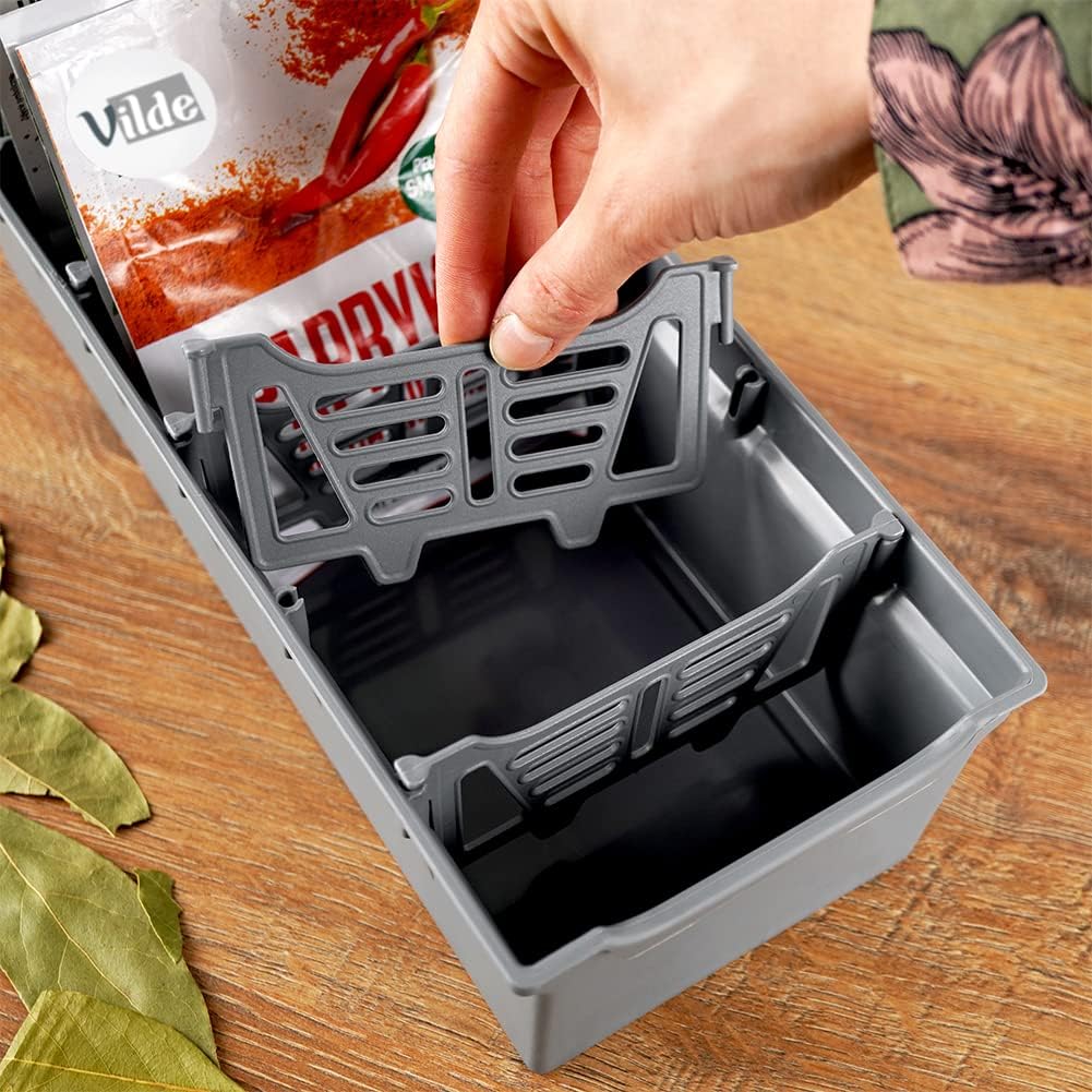 ORION Organizer für GEWÜRZE Tüten Gewürzbehälter Küchenorganizer GRAU