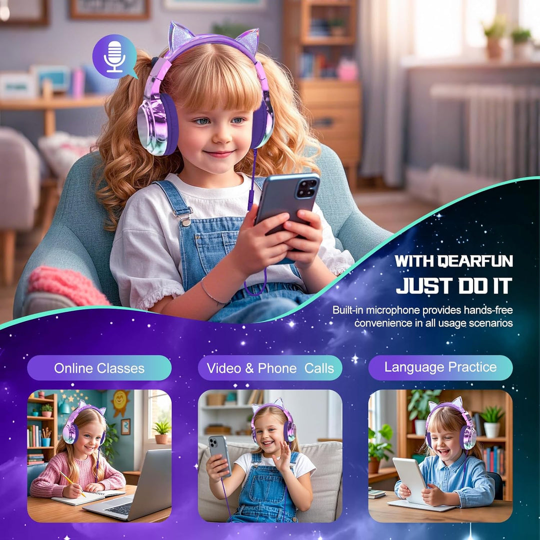 JYPS Kinder Kopfhörer, Kopfhörer Kinder mit Kabel, 85/94dB Lautstärkenbegrenzer, Audio-Sharing, Falt