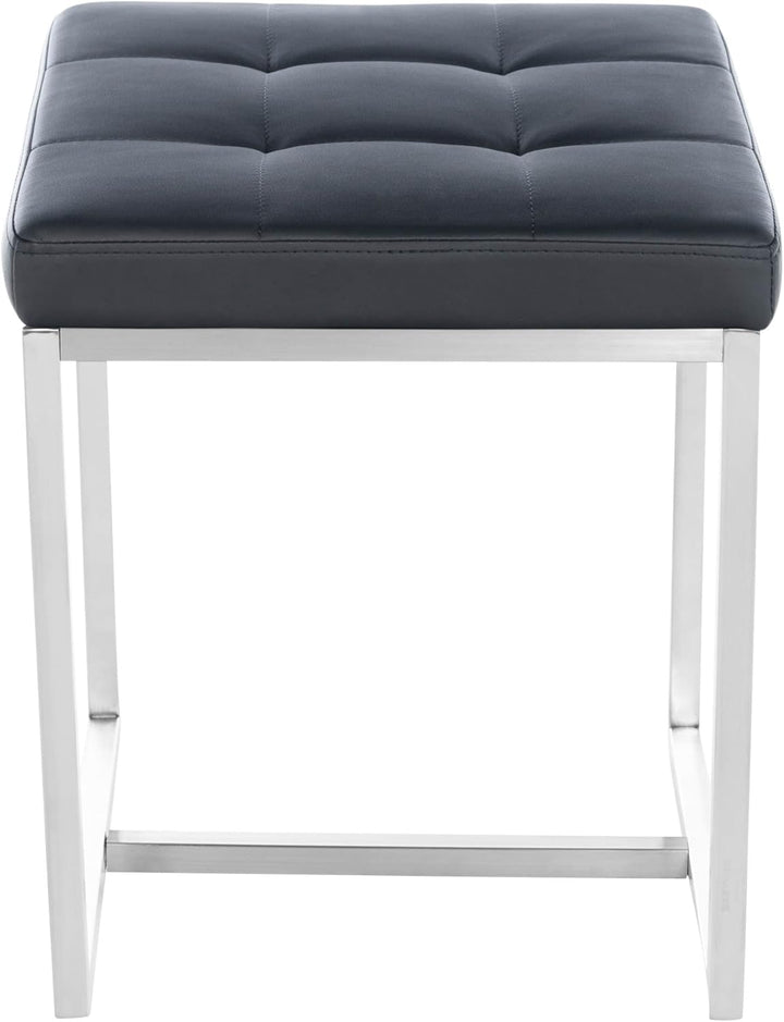 CLP 2er Set Edelstahl-Sitzhocker Barci Kunstleder I Moderne Hocker Mit Hochwertiger Polsterung Und B
