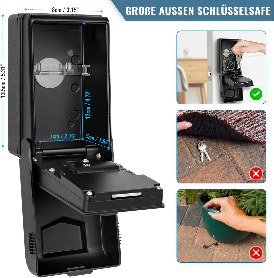 Schlüsseltresor mit Beleuchteten Zahlencode Aussen Schlüsselsafe Wasserdicht Robust Schlüsselbox Gro