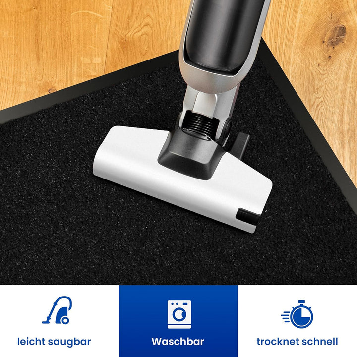 Hochwertige Fussmatte Schwarz 90x120 gross für Innen & Aussen - Schmutzfangmatte rutschfest, waschba