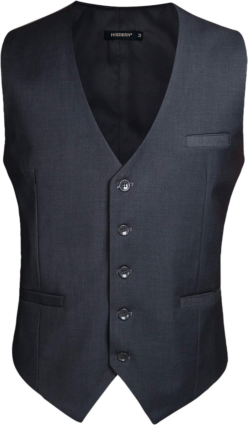 HISDERN Herren Formale Hochzeit Party Weste Baumwolle Einfarbig Weste XS Grau, XS Grau
