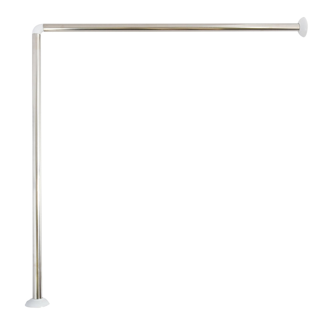 MSV Eck Duschstange 80x80cm aus Edelstahl, Silber, 80x80x2.5 cm, Grey, 80x2.5x2.5 cm Grau 80x2.5x2.5