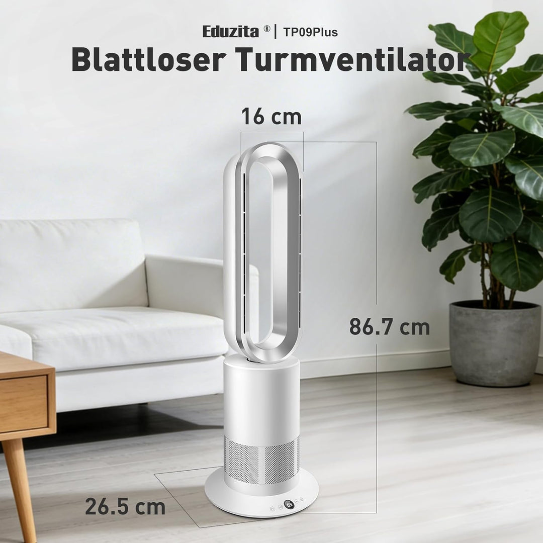 TP09Plus 2-in-1 Turmventilator - Heiz- & Kühlfunktion, 10 Kühl- & 3 Heizstufen, Fernbedienung & LED