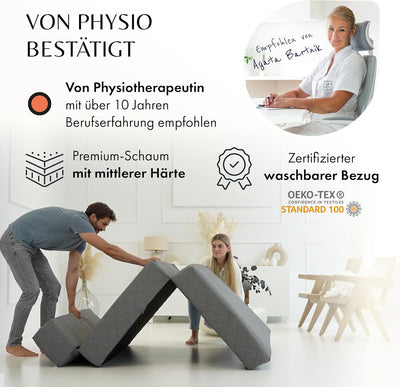 DYNMC you Schlafsofa für 2-140x200x20 cm Gästebett Klappbar - Test SEHR GUT - Klappmatratze Mittel H