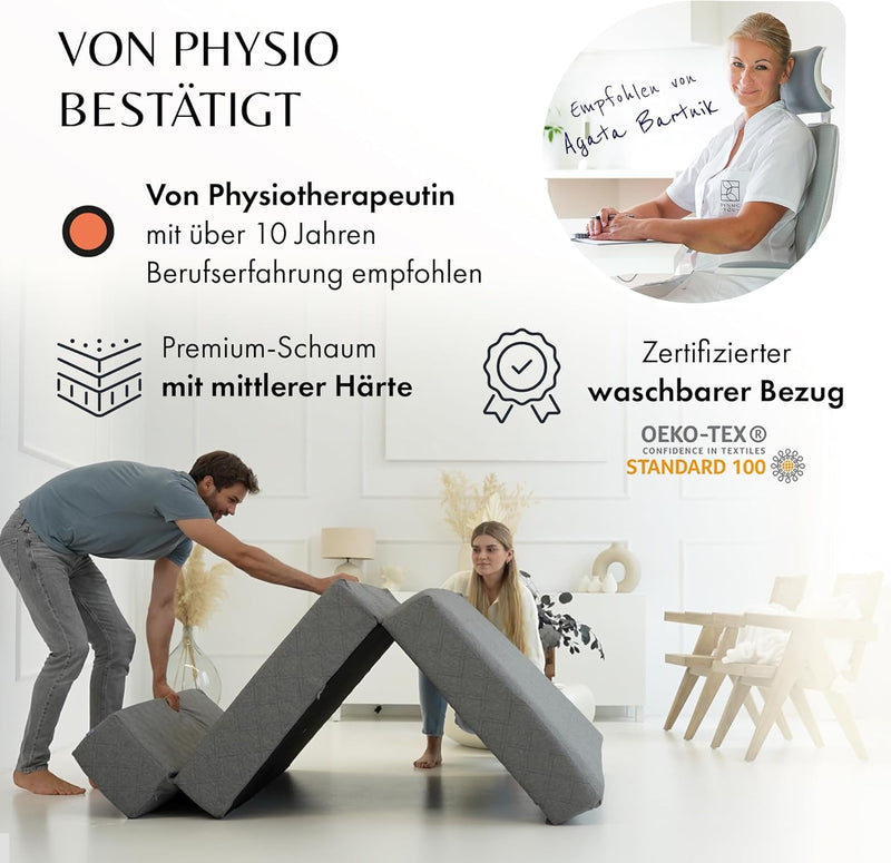 DYNMC you Schlafsofa für 2-140x200x20 cm Gästebett Klappbar - Test SEHR GUT - Klappmatratze Mittel H