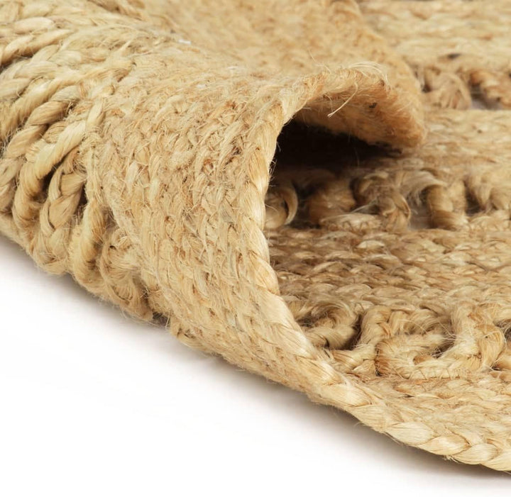 homiuse Teppich Handgefertigt Geflochten Jute 180 cm Teppich Wohnzimmer Teppich Rund Outdoor Teppich
