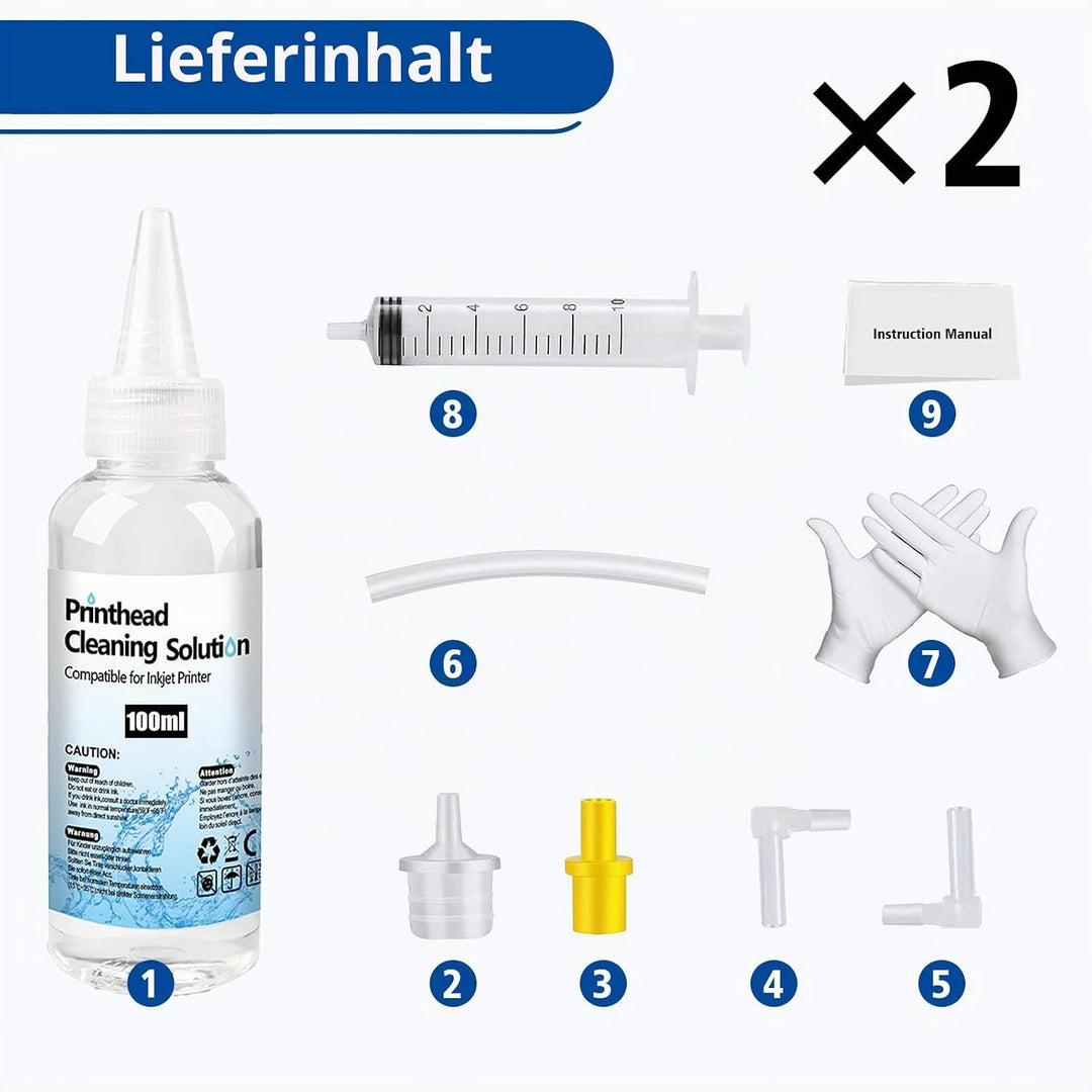 Druckkopfreinigungsset Düsenreiniger 200ml Druckkopfreinigungslösung Kompatibel mit HP Epson Canon S