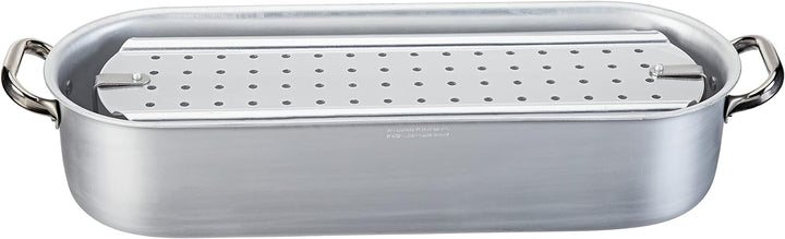 Töpfe Agnelli Pesciera mit Grill und Deckel, Aluminium, 2 Griffen aus Edelstahl, Silber, 50x15 cm, 5