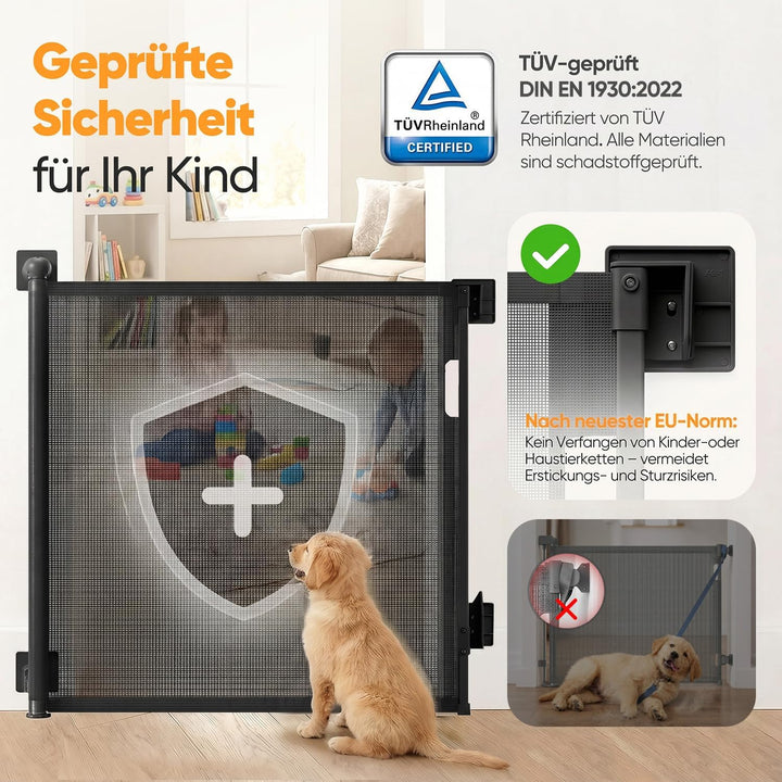 Sekey Treppenschutzgitter Ausziehbar 0-150 cm, Höhe 97 cm,Treppenschutzgitter ohne Bohren, Absperrgi
