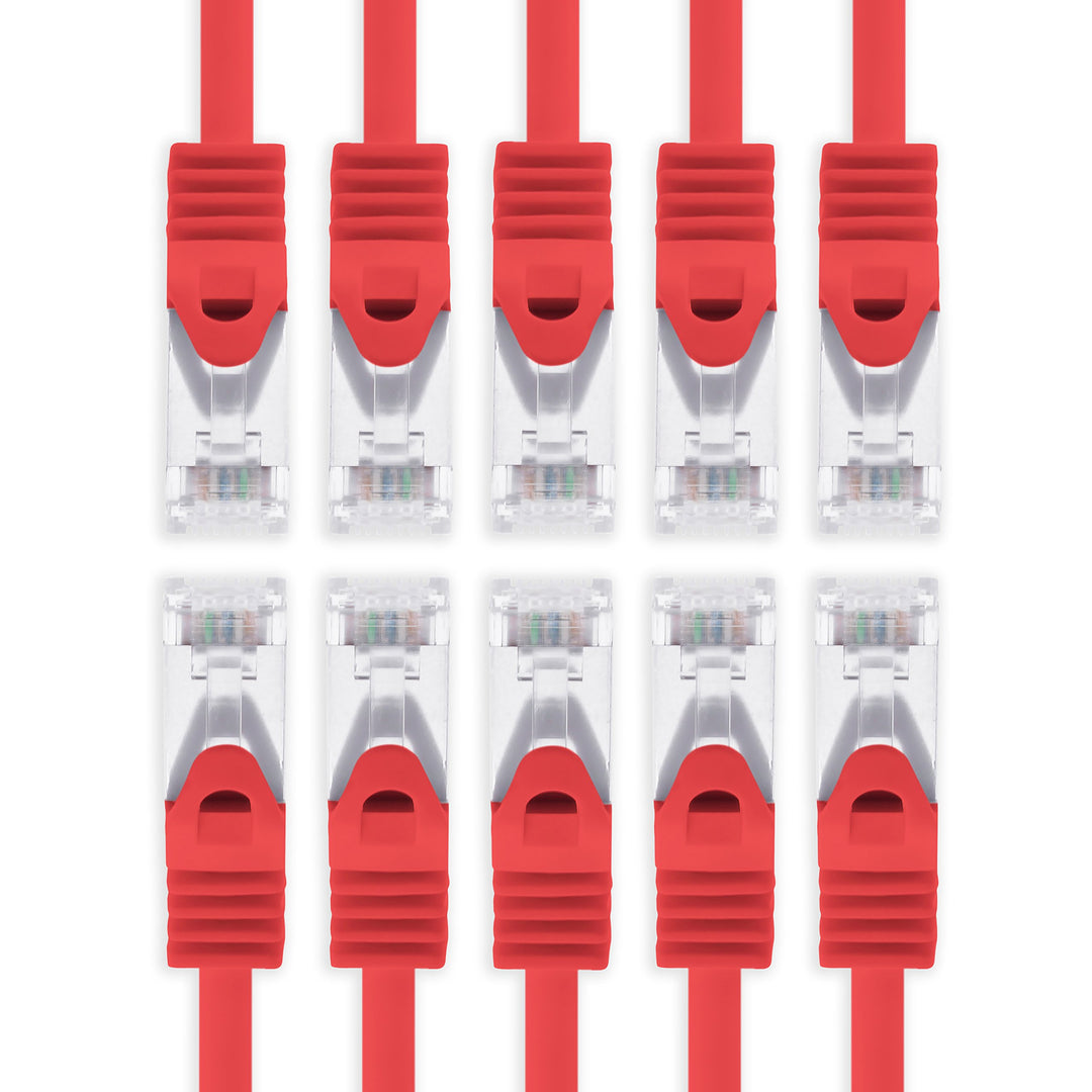10m - rot - 10 Stück Cat7 Netzwerkkabel SFTP Patchkabel Lankabel Rohkabel 10GB/s - 500 Mhz konfektio