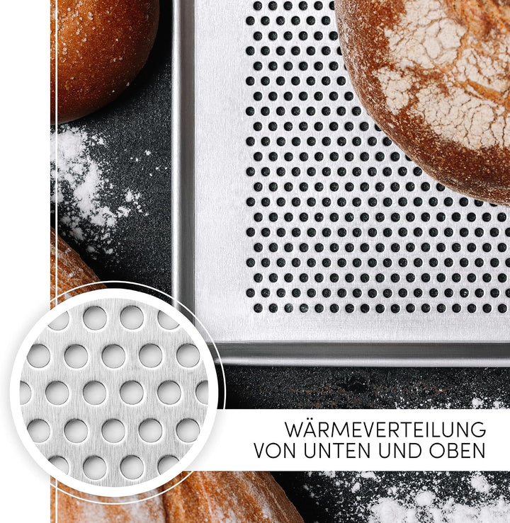 LEHRMANN Lochblech 60 x 40 cm mit Antihaftbeschichtung Backblech perforiert Kuchenblech Baguetteblec