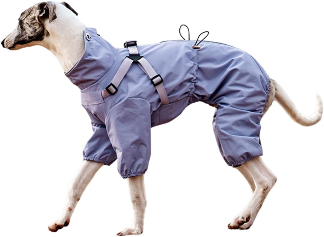 Hundegeschirr-Regenmantel, verstellbare Hundejacke mit Geschirr für 4 Beine, reflektierender Overall