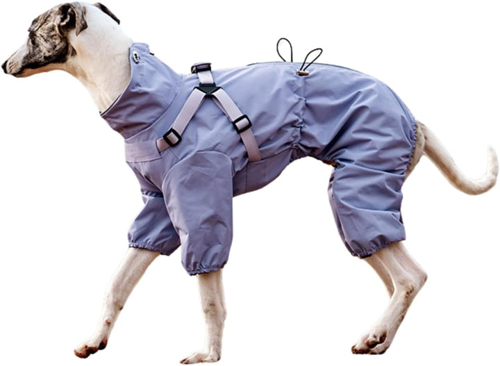 Hundegeschirr-Regenmantel, verstellbare Hundejacke mit Geschirr für 4 Beine, reflektierender Overall