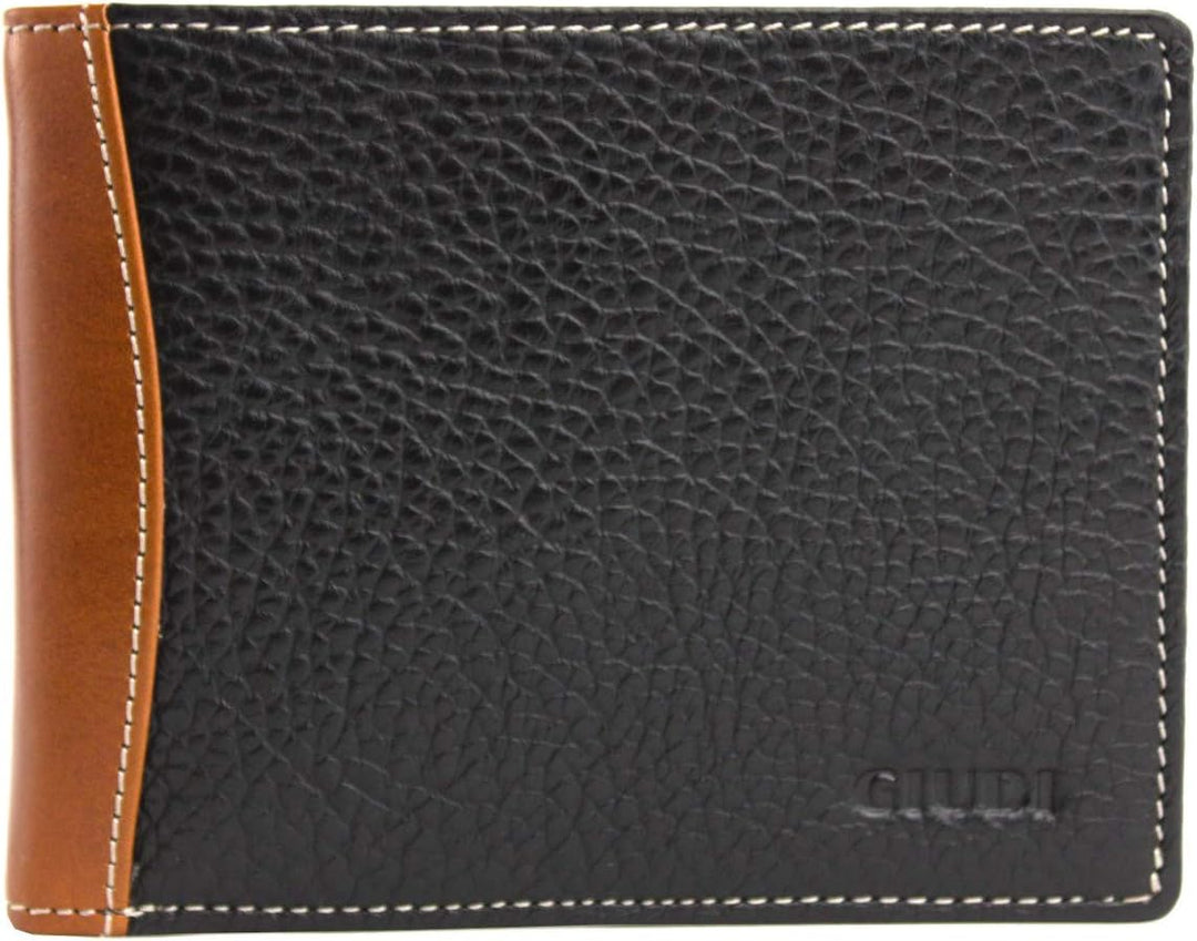 GIUDI Herren Geldbörse Leder, Braun, Schwarz, Medium, Classic, Braun, Schwarz