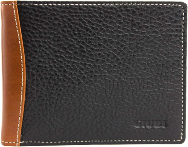 GIUDI Herren Geldbörse Leder, Braun, Schwarz, Medium, Classic, Braun, Schwarz