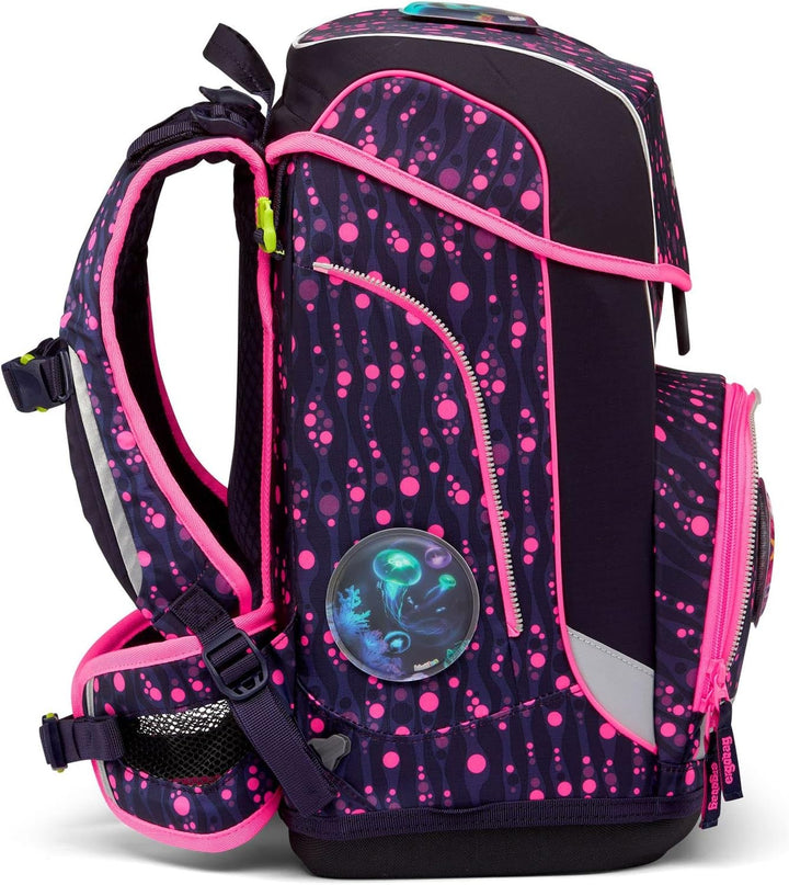 ergobag Cube Light-Set Rucksack, Unisex, für Kinder Einheitsgrösse Bärmuda Viereck - Lila, Einheitsg